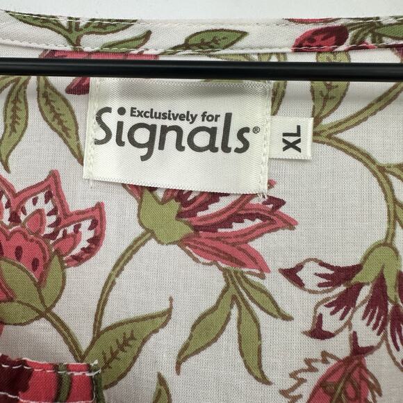 Exclusively For Signals Womens Tunic Top XL Floral Boho Handkerchief Hem Cotton - Picture 3 of 8